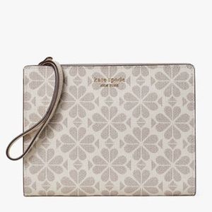 Kate Spade Flower Coated Canvas Wristlet, White